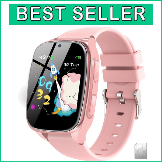 4G Kids Smartwatch with SOS, Games & Parental Control - Perfect Gift in Pink
