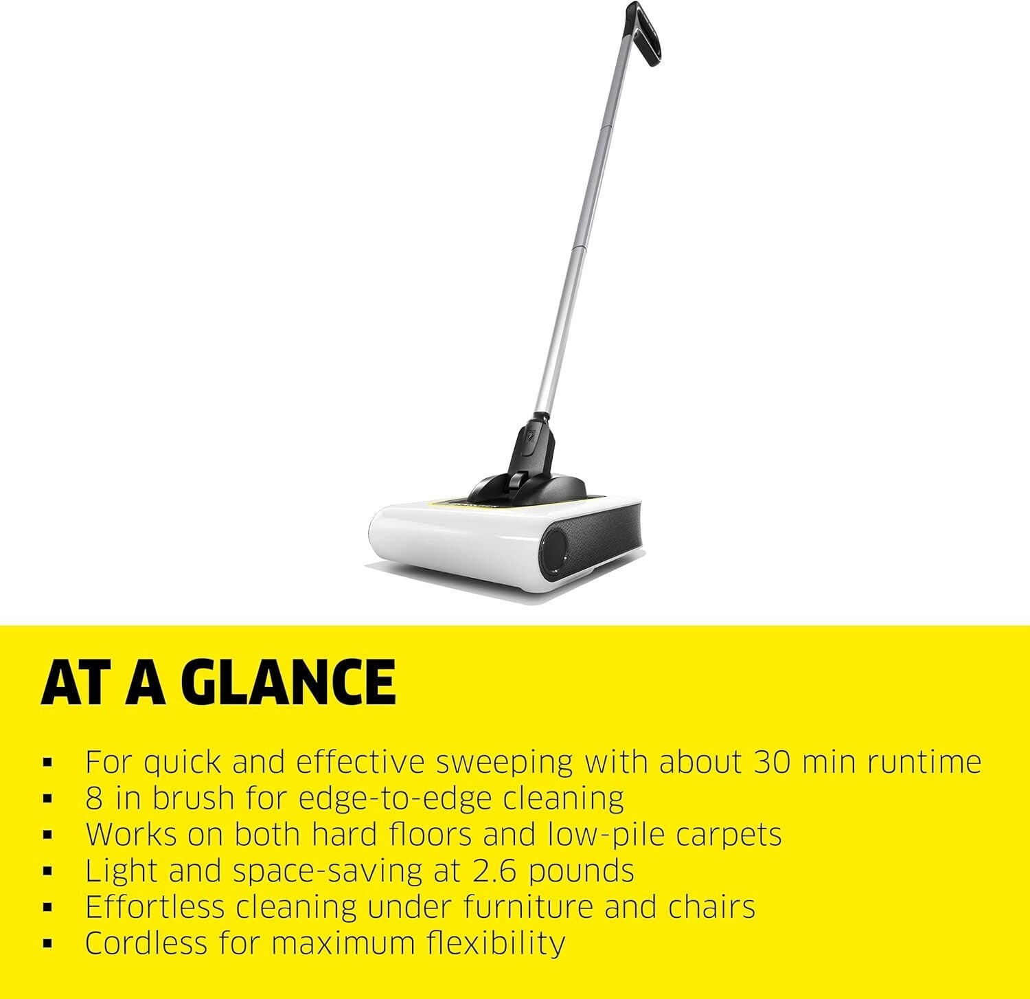 Fast & Efficient KB 5 Electric Broom - Ideal for Low-Pile Carpet & Hard Floors
