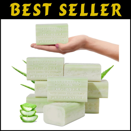 Luxurious Aloe Vera & Green Tea Soap Bars - 6.6 OZ Each, 8 Bars for Daily Care