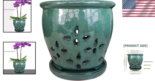 Attractive Polished Ceramic 7-Inch Planter with Drainage - Ideal for Windowsills