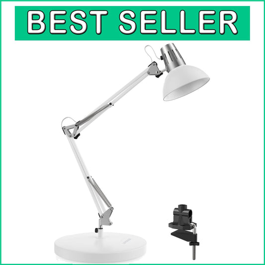 Clip-On Metal Desk Lamp with Adjustable Arm - Perfect for Home Offices & Reading