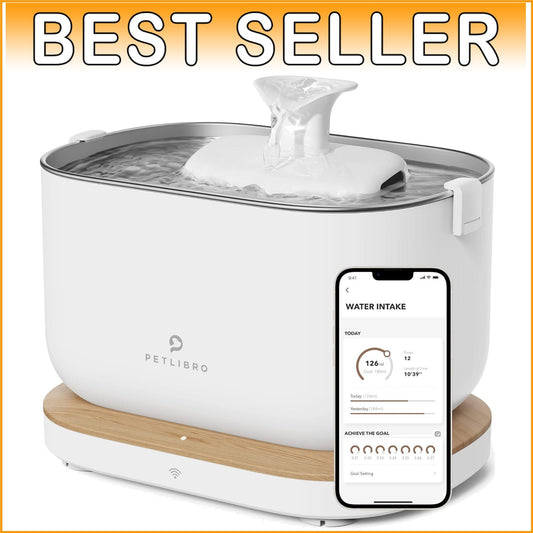 Pet Water Fountain with 304 Stainless Steel Tray - Wi-Fi Enabled 2.5L Capacity