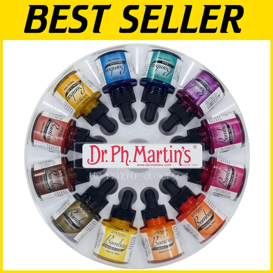 Artistic Bombay India Ink Collection - 12 Vibrant Colors for Watercolor & More