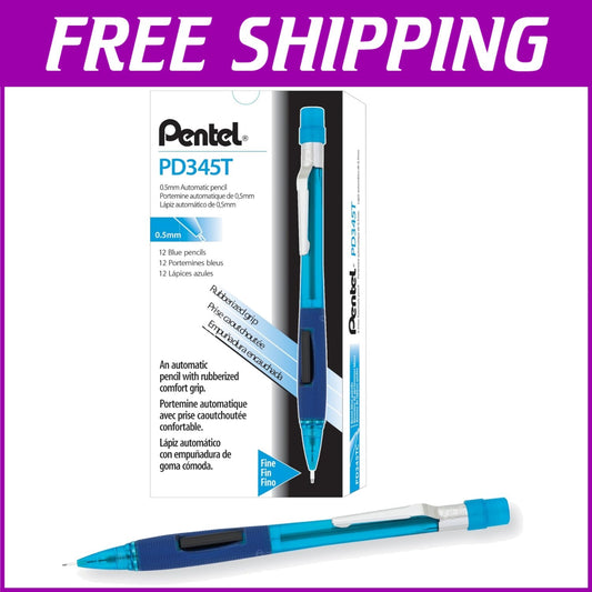 Ergonomic 0.5mm Blue Mechanical Pencils, 12 Pack - Quicker Clicker Edition