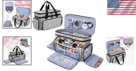 Durable Heavy-Duty Sewing Supplies Organizer Bag with Clear Pocket and Dividers