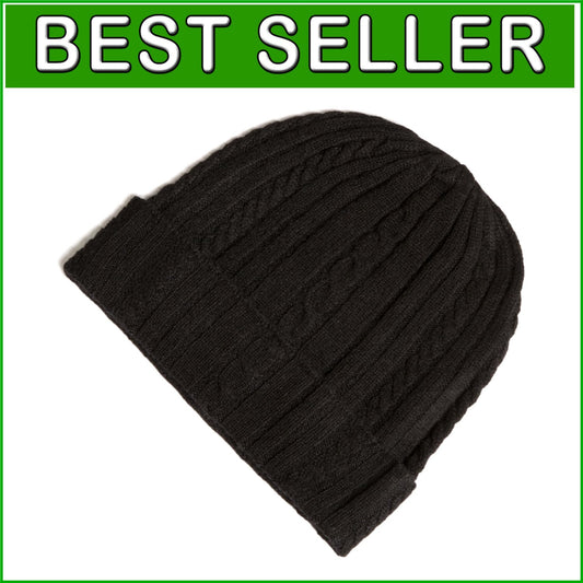 Elegant Women's Cable Knit Cashmere Hat with Cuffed Design for Cozy Winter