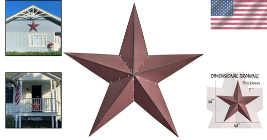Large Vintage Red Barn Star Wall Art - Perfect for Rustic Home Exterior Decor
