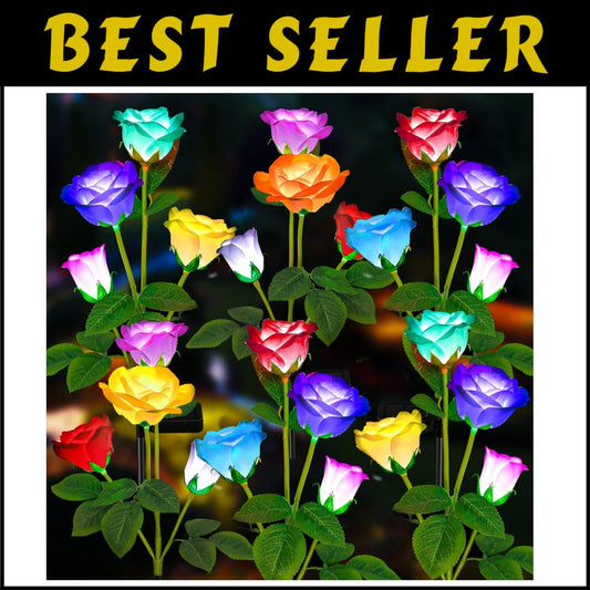 Remote Controlled Solar Rose Lights - 7 Colors for Magical Garden Illumination