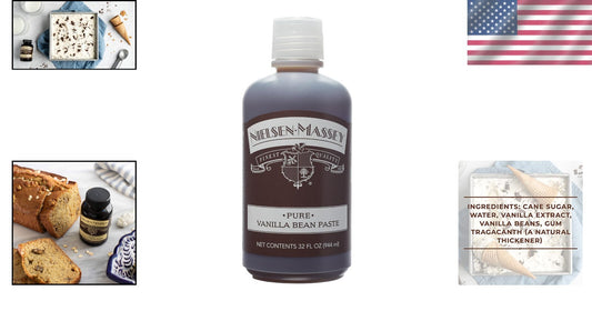 Thick Vanilla Bean Paste - 32 oz for Baking & Cooking with Bean Flecks