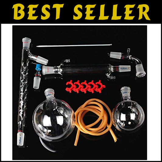 13-Piece 1000ml Chemistry Lab Glass Distillation Equipment with Round Bottom
