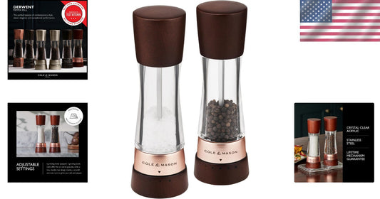 Elegant Rose Gold Salt and Pepper Mill Gift Set with Adjustable Grinding Levels