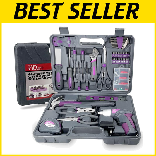 Elegant Pink 44-Piece Tool Set with Powerful Cordless Screwdriver - Gift-Ready