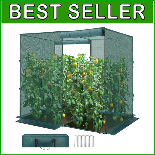 4' x 8' Outdoor Plant Protection Cage with Zippered Access and Ground Staples