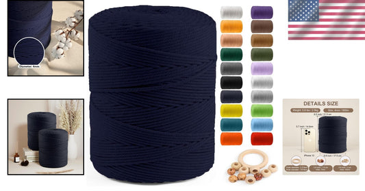 Durable 4mm Navy Macrame Craft Cord - 547yds for Wall Hangings and More