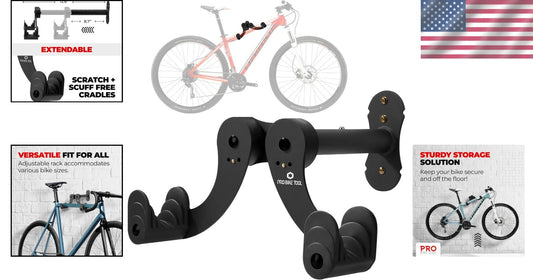 Durable Alloy Wall Mount Bike Rack - Adjustable Hook for Garage Storage