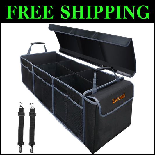 Premium Car Trunk Organizer with Lid - Lightweight & Functional for Safe Travel