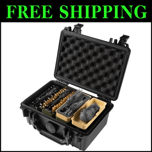 Multi-Functional 77-Piece Tool Set with Locking Flex Head & Waterproof Case