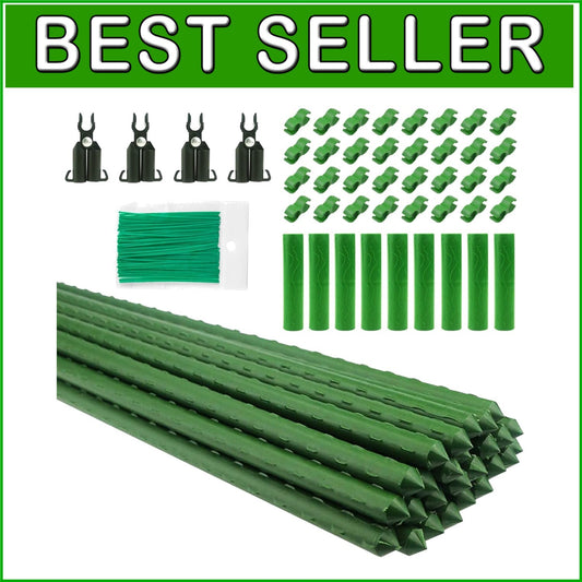 Durable 57" Plastic Coated Garden Trellis for Tomatoes and Climbing Vegetables