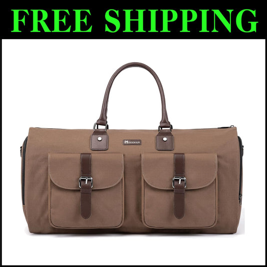 Wrinkle-Free 45L Canvas Garment Duffel Bag with Shoe Compartment - Travel Ready