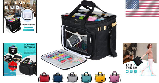 Portable Knitting Tote with Inner Divider and Flexible PVC - Ideal for Crafters