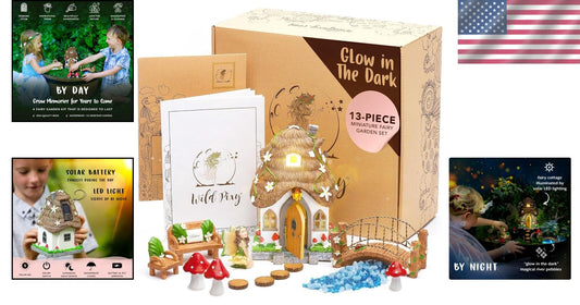 Whimsical 13-Piece Fairy Garden Accessories Set with Illuminating Fairy House