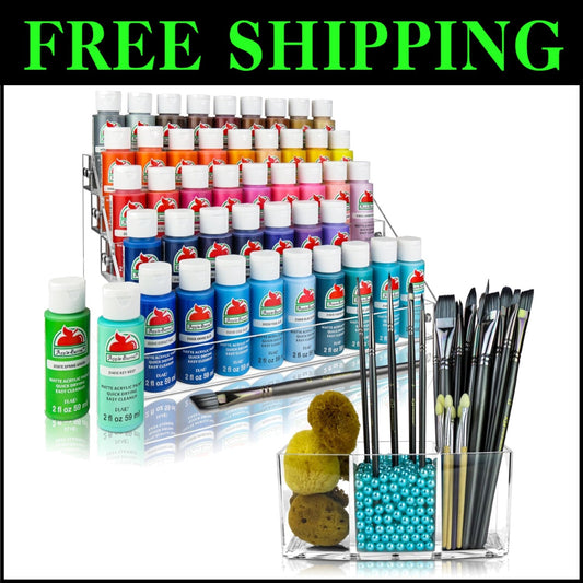 Thick Durable Seafoam Green Paint Organizer with Brush Holder - Portable Design