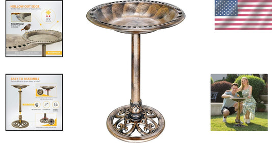 Durable Weather-Resistant 28'' Polyresin Garden Bird Bath with Elegant Design