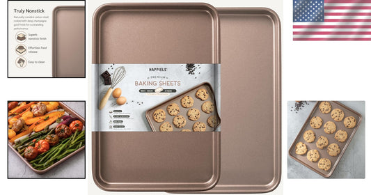 18-Inch Gold Nonstick Baking Sheet 2-Pack - Extra Thick & Even Heat Distribution