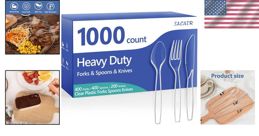 Classic Clear Plastic Utensil Set - 1000-Piece Heavy Duty Forks, Spoons & Knives