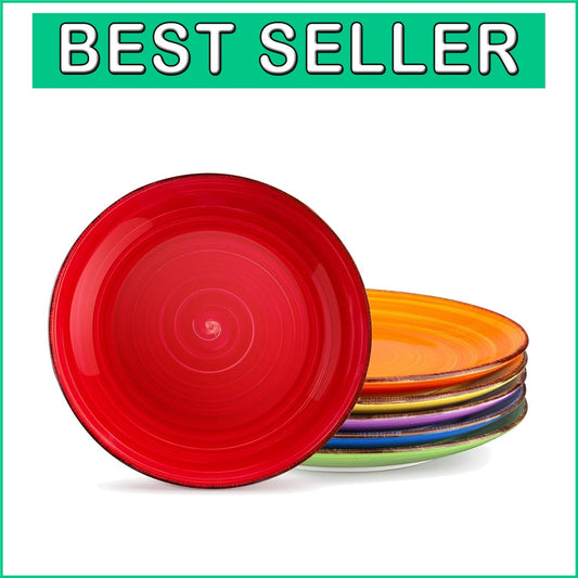 Elegant Set of 6 Ceramic Dinner Plates – Microwave and Dishwasher Safe 10.5 Inch