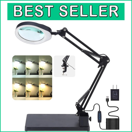 Versatile 2-in-1 10X Magnifying Lamp - Ideal for Sewing, Crafting, and Reading
