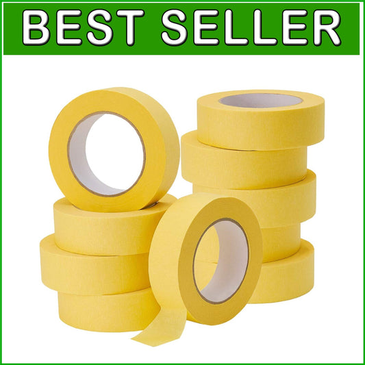 Flexible Yellow Masking Tape for Automotive Use - 10-Pack, Easy Tear Design