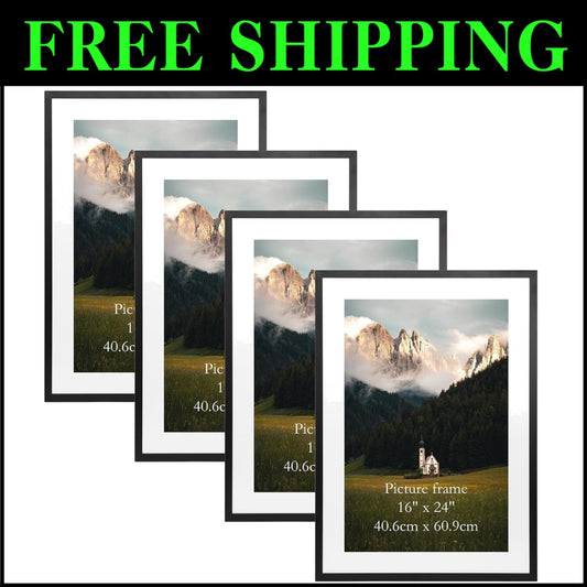 Transform Your Space - Set of 4 20x28 Picture Frames with Mats for Art Display