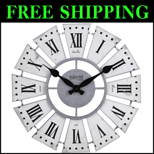 Large 24-Inch Farmhouse Windmill Wall Clock - Vintage Style for Any Room