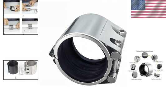 Emergency Pipe Repair Clamp - Stainless Steel, 4 Inch, for Plastic & Metal Pipes