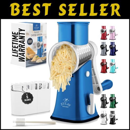 Heavenly Blue Rotary Vegetable Chopper - 5 Interchangeable Blades, Easy to Use