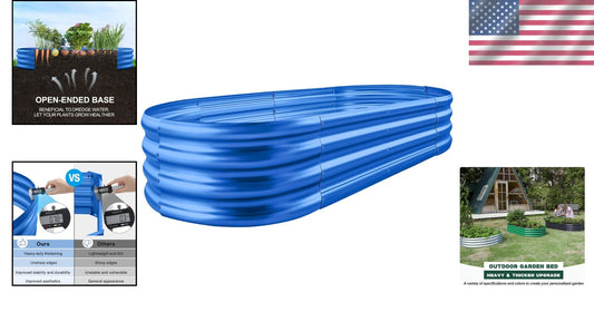 Elegant Galvanized Metal Raised Garden Bed with Open Base Design, Blue Finish