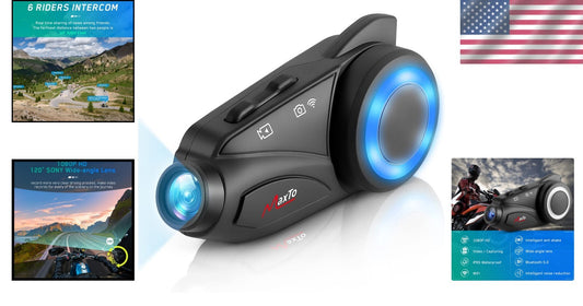 1080P HD Motorcycle Bluetooth Headset with 360° Camera & 3280Ft Intercom Range