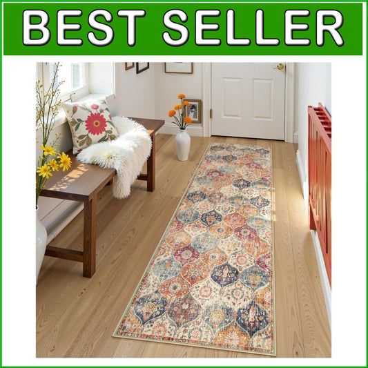 Soft Cream/Multi Vintage Runner Rug, Ideal for Kitchen & Bathroom Spaces