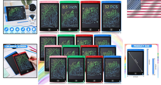 Eye-Caring LCD Writing Tablets - 32 Colorful Drawing Pads for Girls & Boys