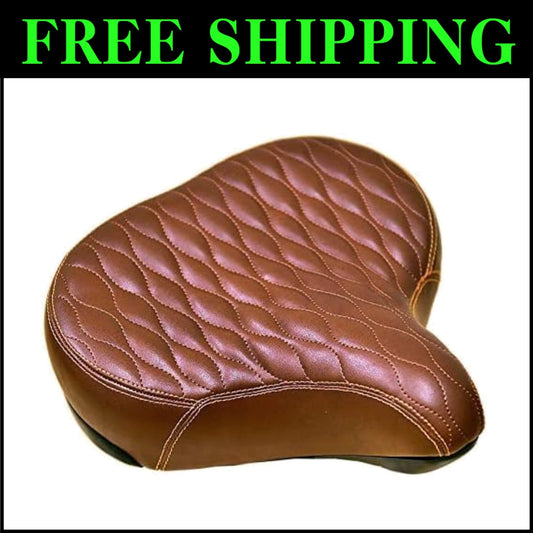 Stylish Faux Leather Beach Cruiser Saddle with Spring Cushioning - Black & White