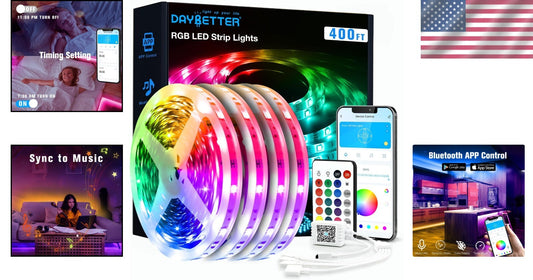 Creative LED Strip Lights 400ft - Music Sync & Timer for Fun Bedroom Decoration