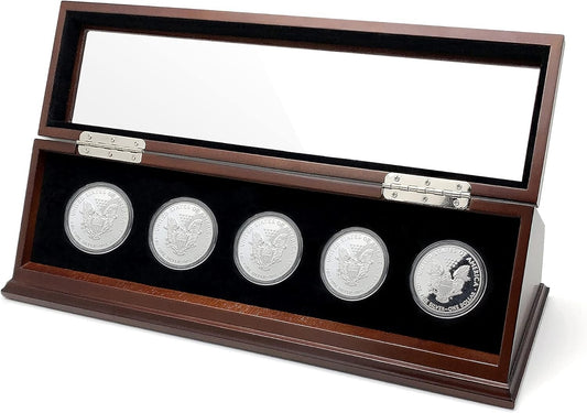 Collector's Dream: Elegant 1.5-1.75 Inch Walnut Coin Display Case with Warranty
