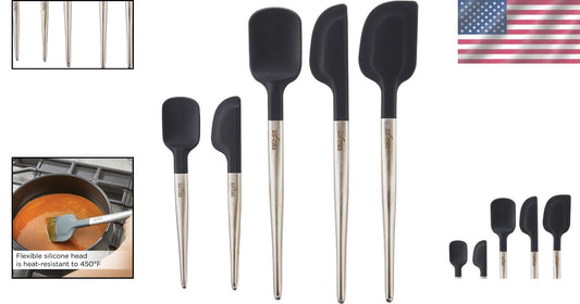 5-Piece Heat-Resistant Silicone and Steel Kitchen Gadget Set - Dishwasher Safe