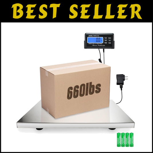 Heavy-Duty Digital Shipping Scale - 660lbs x 0.2oz with Precision Tare Function