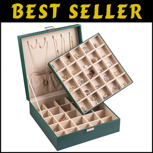Stylish Dustproof Jewelry Case with 50 Slots for Earrings, Necklaces & Bracelets