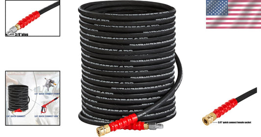 All-In-One 50 FT Pressure Washer Hose, 3/8 Inch, Ideal for Home & Business Use