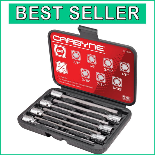 Durable 7-Piece SAE Hex Bit Socket Set, 3/8” Drive & Corrosion Resistant Finish