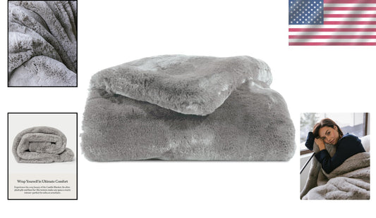 Dove Grey Faux Fur Cuddle Throw - Plush & Cozy 60" x 50" for Ultimate Relaxation