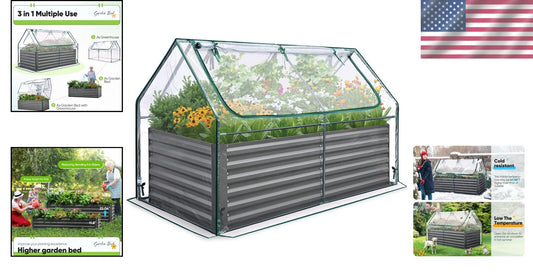 Galvanized Raised Garden Bed 6x3x2 ft with Zippered Cover - Preserve Your Plants